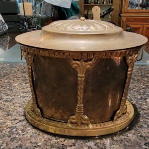 Antique Ornate Brass English Tea Caddy With Hinged Lid